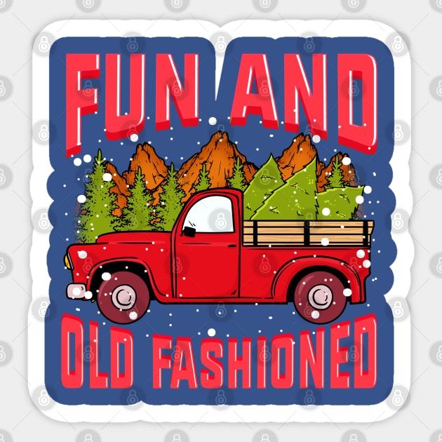 Fun Old fashioned Christmas Retro Vintage Truck Funny Sticker by creative